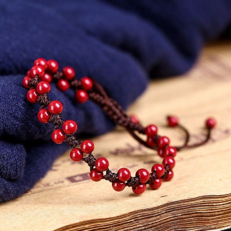 Women'S Fashion Jewellery - سوار سينابار أحمر طبيعي للرجال والنساء